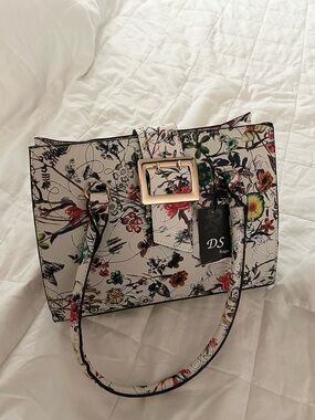 Floral Print Tote Bag in Cream